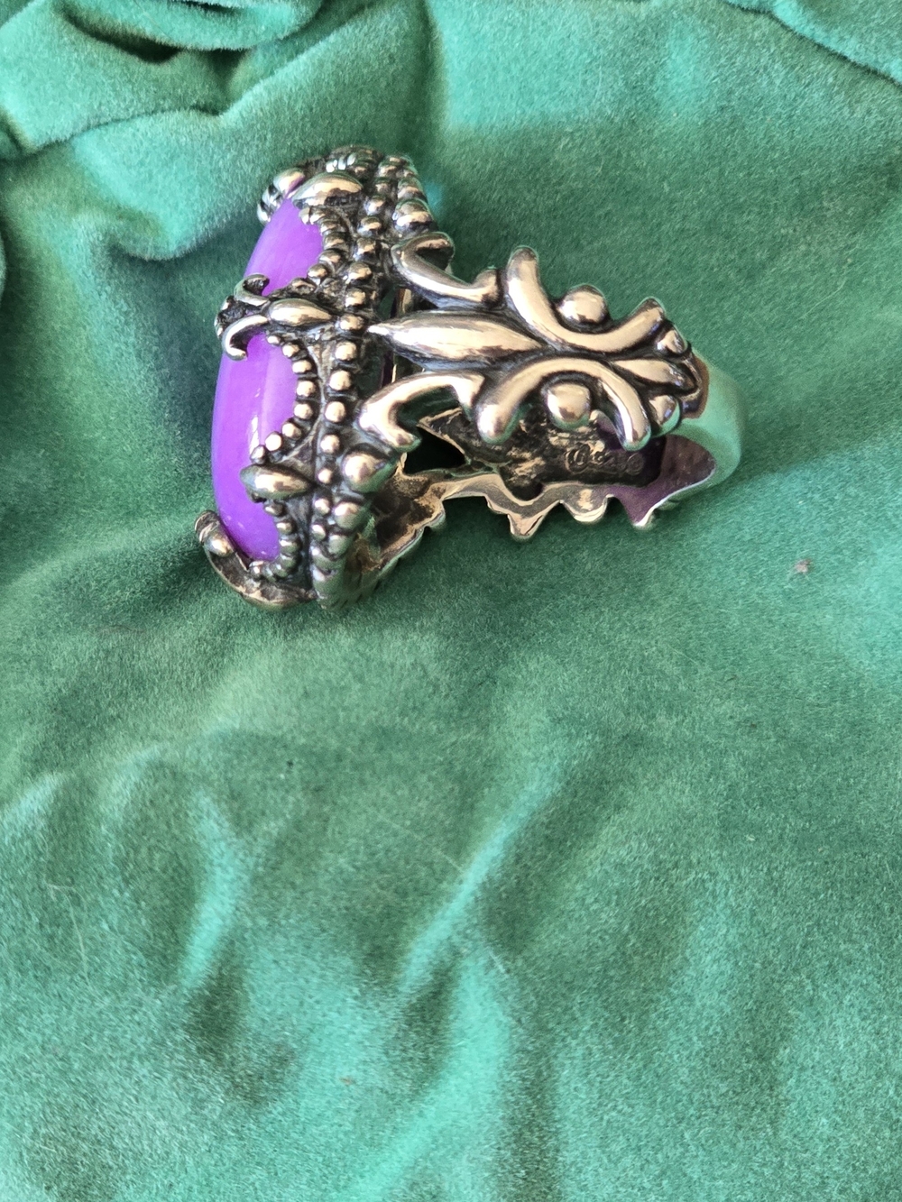 CAROLYN POLLACK Ring Size 7.5, Genuine Oval Charoite Sterling Silver. GORGEOUS! - Picture 4 of 6